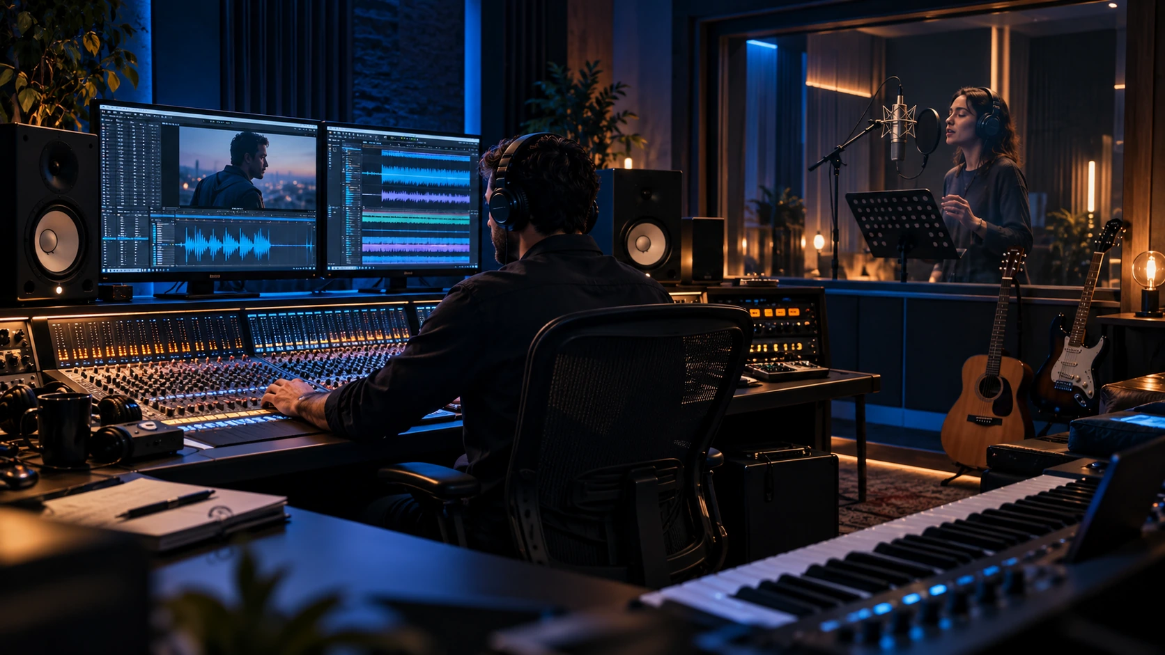Producción audiovisual en estudio de grabación
