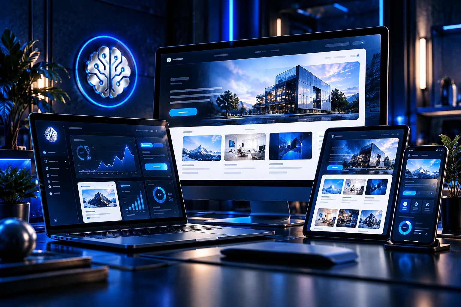 Estación de trabajo con interfaces web y aplicaciones